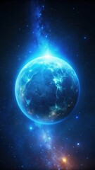 Fototapeta premium A Sparkling Celestial Body Illuminates the Night Sky with an Ethereal Blue Glow