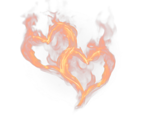 Glowing Flame Heart Romantic Fire Effect PNG