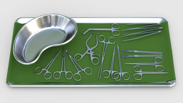 Tray with surgical equipment