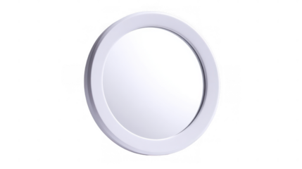 Round chrome makeup mirror featuring an adjustable stand, reflecting light beautifully against a transparent background. Perfect for beauty, self care, and grooming concepts