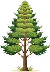Stylized green pine tree illustration on white background