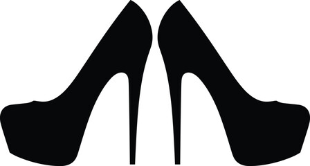 High heel shoes silhouettes vector illustration featuring elegant women footwear, fashion glamour concept, stylish black stiletto heels isolated design