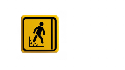 Fail risk warning sign featuring an exclamation point, isolated on a transparent background, ideal for conveying safety messages and promoting prevention in various campaigns