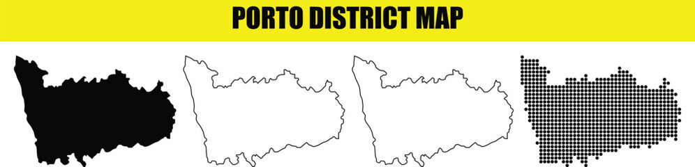 porto district map outline filled and dot design showing country shape in portugal europe geographic vector © Ehan