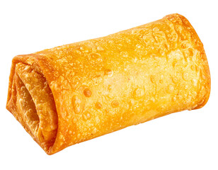 Whole Crispy Egg Roll, Perfect Golden-Brown Texture, Minimalist Side View, isolated on transparent background