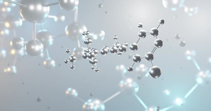 Basimglurant rotating 3d molecule, molecular structure of antidepressants seamless video

