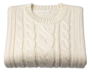 Detailed Close-up of Luxurious Cashmere Knit, Neatly Folded Sweater, isolated on transparent background