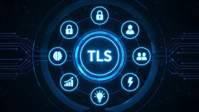 TLS Transport Layer Security concept on a digital interface screen
