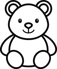 A cute brown teddy bear sitting with a heart icon makes a lovely cartoon vector illustration for a baby gift or Valentine art.