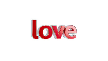 3D Love Text on White Background