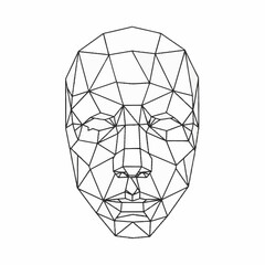 Wireframe Human Face Geometric Polygon Structure.