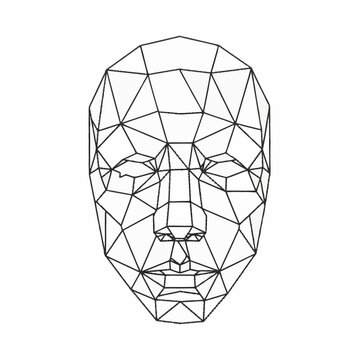 Wireframe Human Face Geometric Polygon Structure.