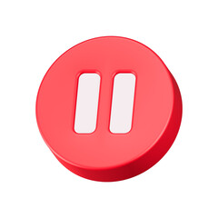 pause button 3d rendering icon red