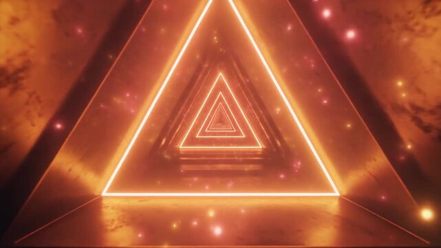 coral and sunrise orange palette condensing into a sharp triangular silhouette, edges glowing softly