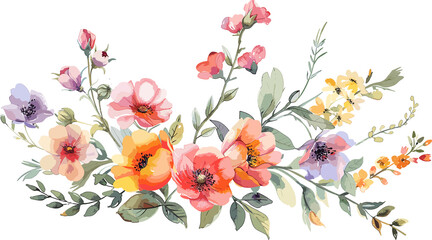 Obraz premium Watercolor flower bouquet illustration