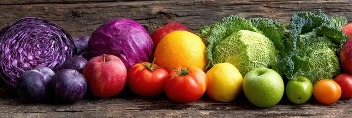 Vibrant Display of Organic Fruits and Vegetables Celebrating Healthy Eating in a Colorful Array