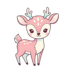 Obraz premium Cute pink deer illustration isolated on transparent background