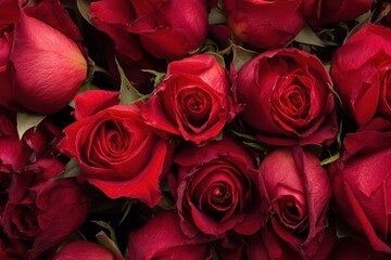 Obraz premium Romantic Red Roses Background. Beautiful Floral Texture Perfect for Valentine's Day Gifts and Love Themes