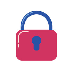 Pink and blue padlock icon illustration. Modern flat design for cybersecurity, privacy protection, and data safety concepts