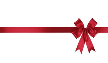 Elegant Red Ribbon and Bow Isolated on Transparent Background