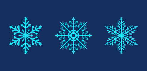 Blue Snowflake Crystal Icons for Winter and Christmas Design