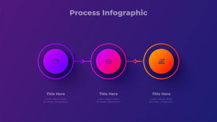Three Step Infographic Template. 3 Steps Circular Gradient Diagram for Presentation and Workflow