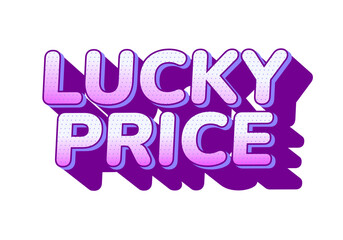 Text graphic featuring the words Lucky Price in a playful, colorful font with purple background and shadow effects.