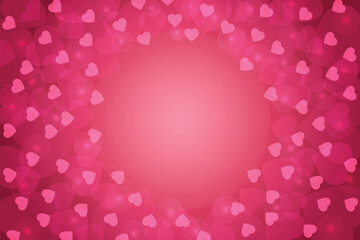 red gradient background and heart shape bokeh element love valentine theme banner vector illustration template