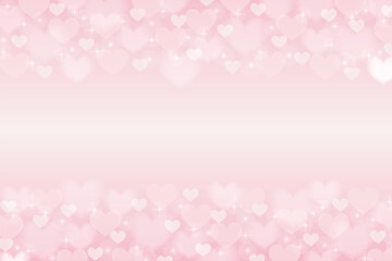 pink gradient background and heart shape bokeh light star element valentine love theme banner vector illustration template