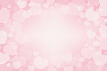 pink gradient background with heart shape bokeh light element valentine love theme banner vector illustration template