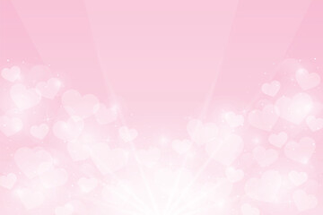 pink gradient background with heart shape and star element bokeh explosive light love valentine theme banner vector illustration template