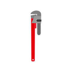 Adjustable pipe wrench flat design vector illustration of mechanical tools isolated on white background. Plumbing, repair, building tools. an essential tool for plumbing, repair, and construction task