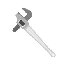 Adjustable pipe wrench flat design vector illustration of mechanical tools isolated on white background. Plumbing, repair, building tools. an essential tool for plumbing, repair, and construction task
