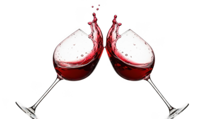Wine glasses toasting isolated on transparent background