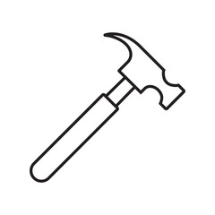 Hammer line style repair maintenance icon, vector illustration