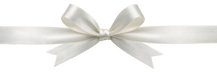 Elegant white ribbon bow isolated on transparent background