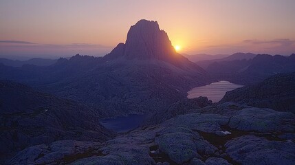 Mountainous sunset landscape