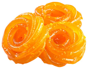 Golden Jalebi Drizzled with Saffron Syrup, Stacked Composition