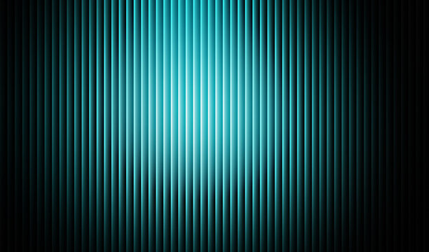 Abstract background featuring vibrant cyan vertical blinds illuminated by a bright central light source creating a dramatic futuristic texture