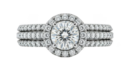 Elegant diamond engagement ring isolated on transparent background