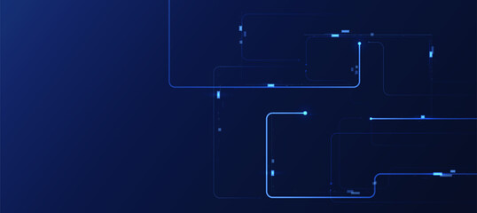 Circuit Board Technology Background With Blue Lines Chip Electric