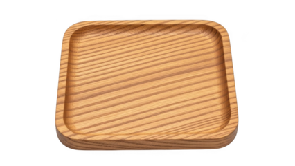 Wooden tray isolated on transparent background
