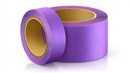 Two rolls of purple masking tape, one leaning against the other, perfectly showcasing the texture and color