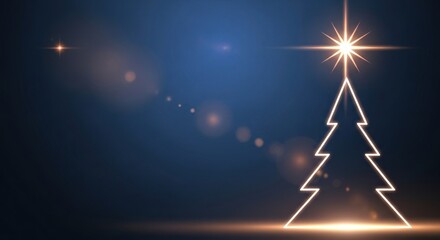 A Christmas tree with a star on top against a dark blue background.