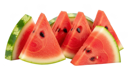 Sliced watermelon wedges isolated on transparent background