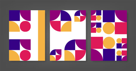 Abstract Geometric Pattern with Colorful Circles and Squares on White Background for Flyer or Poster