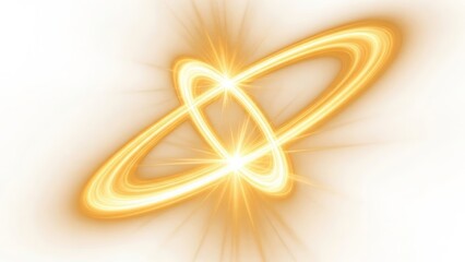 Fototapeta premium Golden Ring Light Streaks on White Background golden light abstract