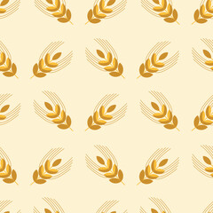 Fototapeta premium Wheat, spikelet, bread, flour, pastries, pattern in Scandinavian style in beige brown tones, for packaging bakery products, flour, packaging. vector