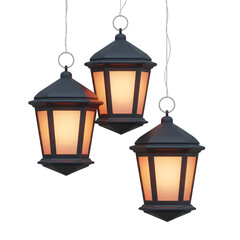Hanging Islamic Lanterns Vector Illustration with Warm Glowing Light Ramadan Eid Festival Design