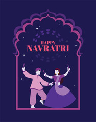 Navratri celebration vector illustration with cultural artwork